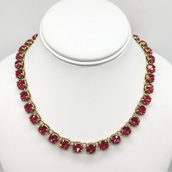 J. Crew Martha Pink Swarovski Crystal Dot Necklace - Picture 1 of 4